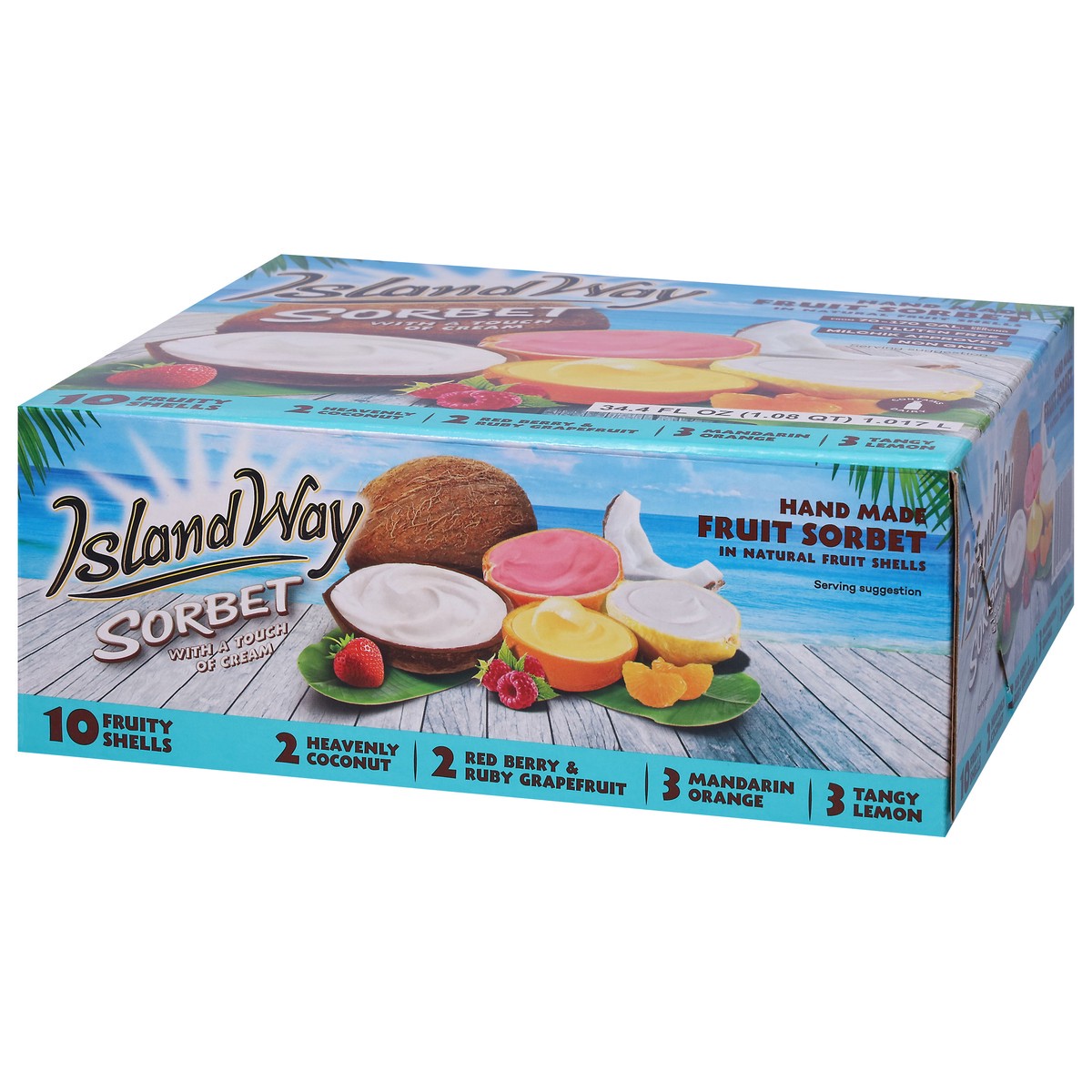 slide 2 of 13, Island Way Sorbet 10 Ct Assorted 4 Flavor - Touch of Cream "Ruby"(Mandarin Orange, Tangy Lemon, Heavenly Coconut, Red Berry & Ruby GF), 10 ct