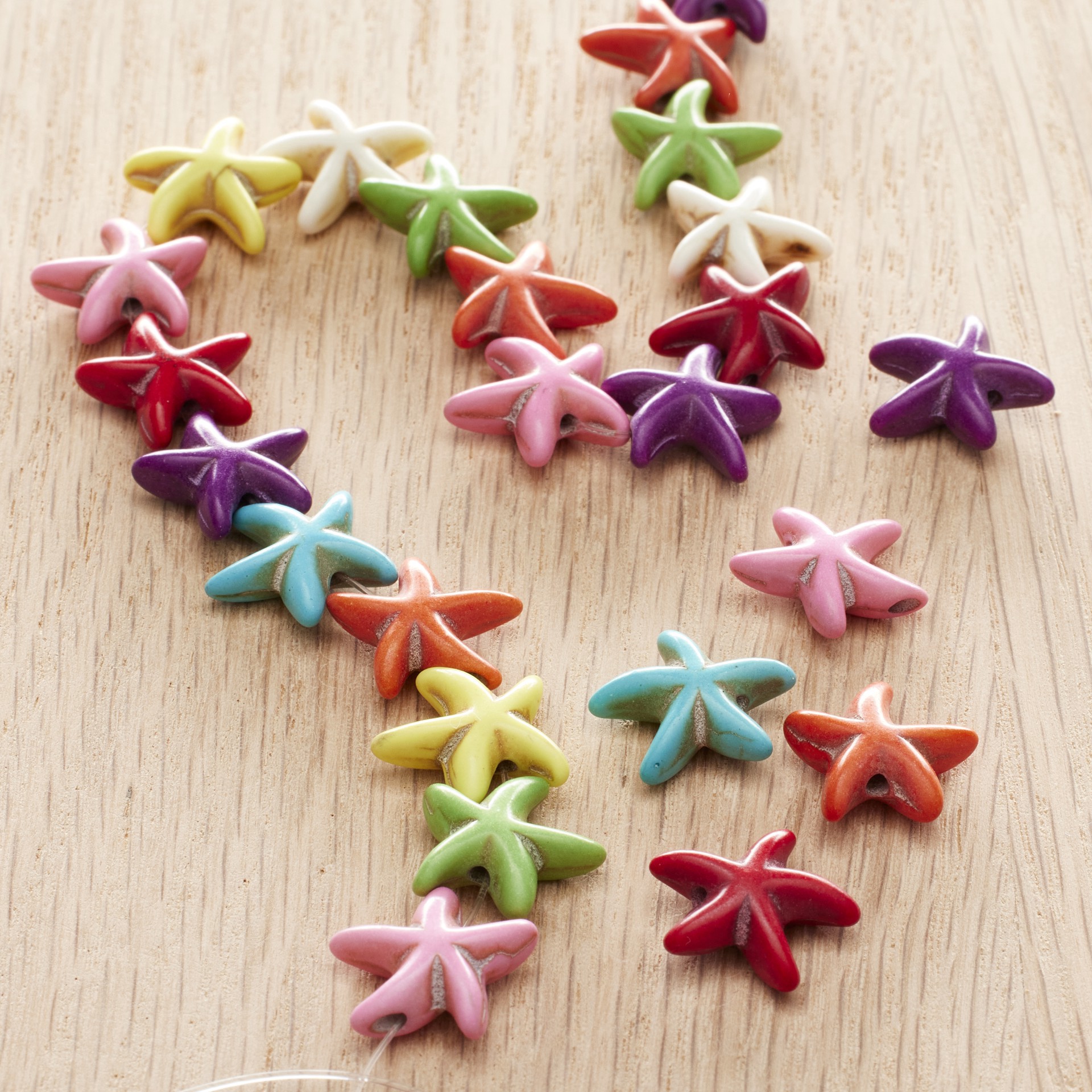slide 2 of 3, Multicolor Howlite Starfish Beads, 14mm By Bead Landing, 14mm