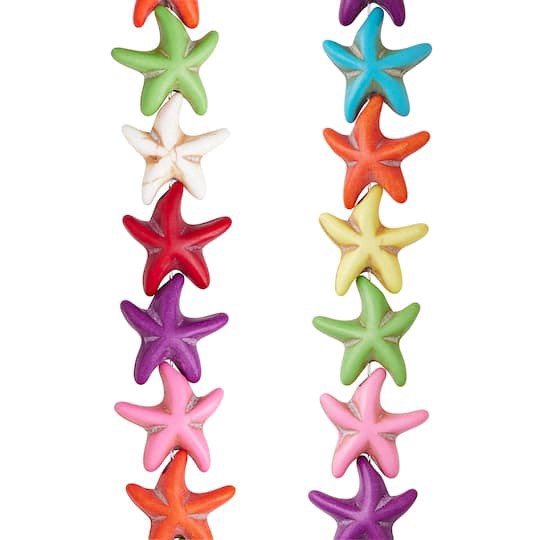 slide 1 of 3, Multicolor Howlite Starfish Beads, 14mm By Bead Landing, 14mm