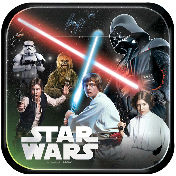 slide 1 of 1, Star Wars Classic Square Plate, 8 ct