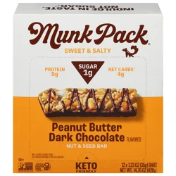 Munk Pack Keto Peanut Butter Dark Chocolate Nut & Seed Bars - 12 ct