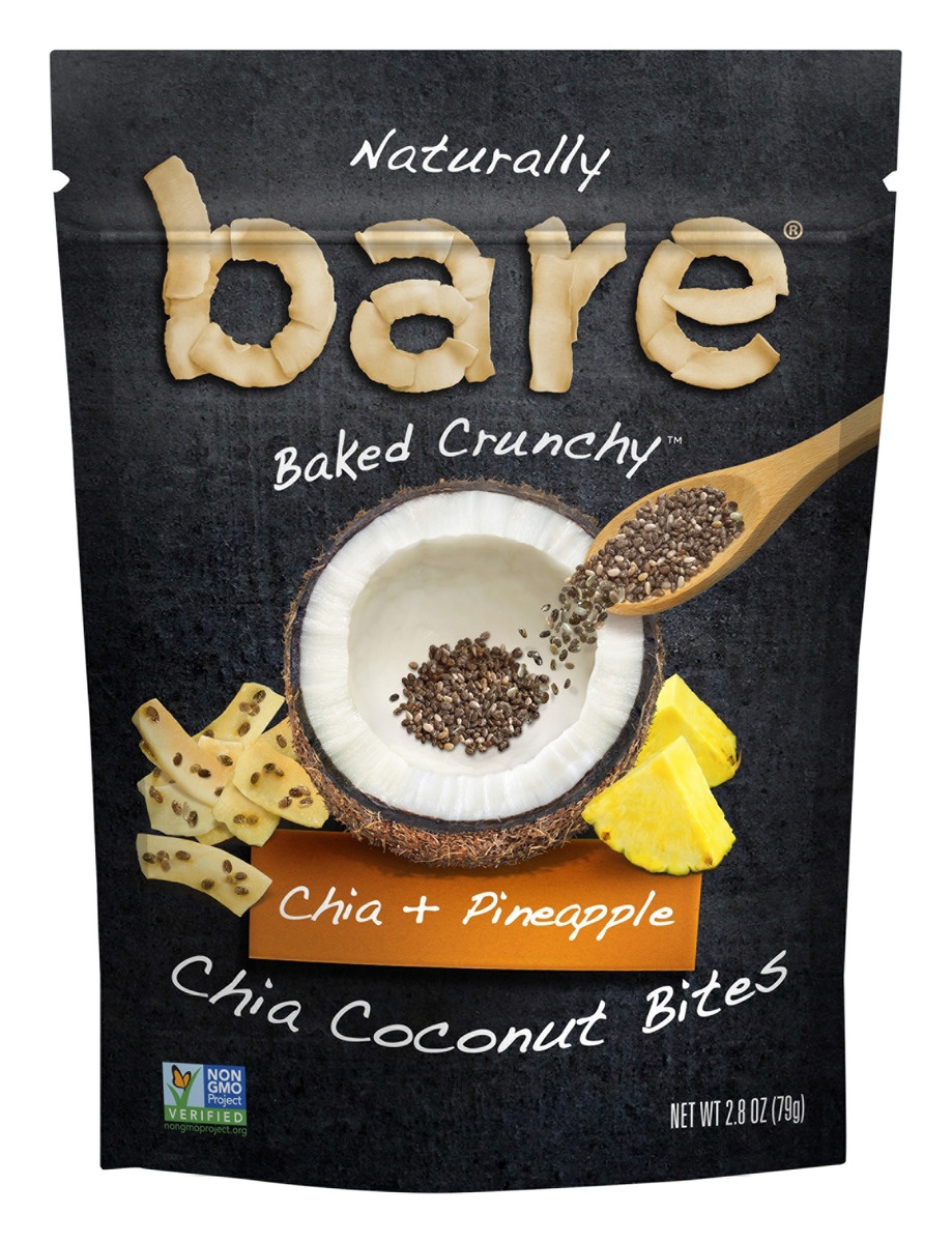 slide 1 of 1, Bare Foods Co. Bare Baked Crunchy Coconut Bites Chia & Pineapple Chia 2.8 Oz Bag, 2.8 oz