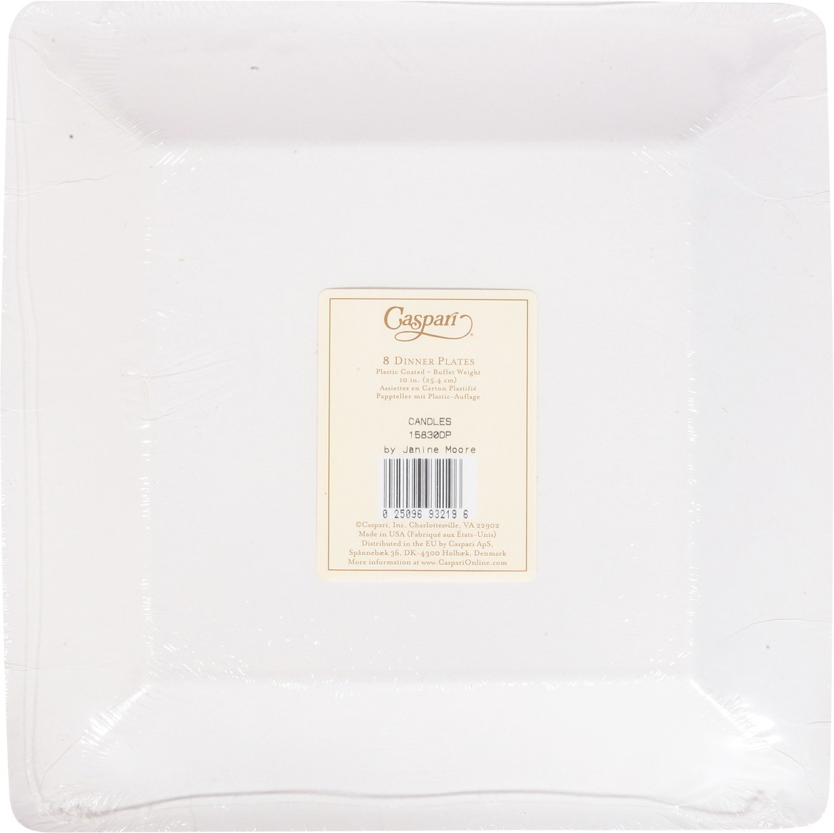 slide 8 of 12, Caspari 10 Inch Candles Dinner Plates 8 ea, 8 ct