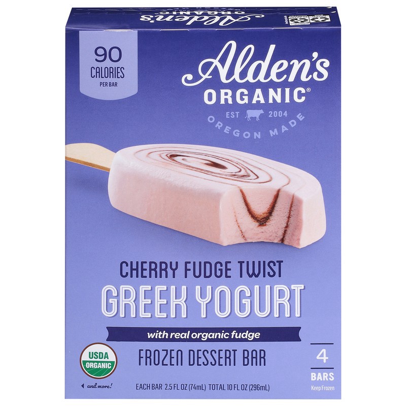 slide 1 of 1, Alden's Aldens Organic Cherry Fudge Twist Yogurt Bar, 10 oz