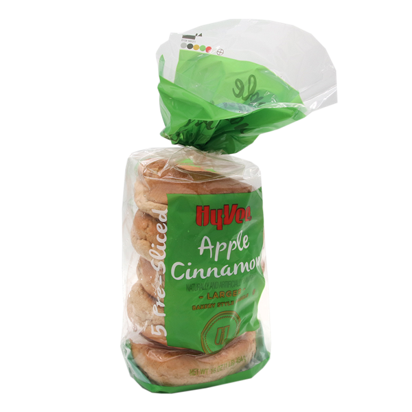 slide 1 of 1, Hy-vee Apple Cinnamon Larger Bakery Style Bagels, 5 ct; 16 oz