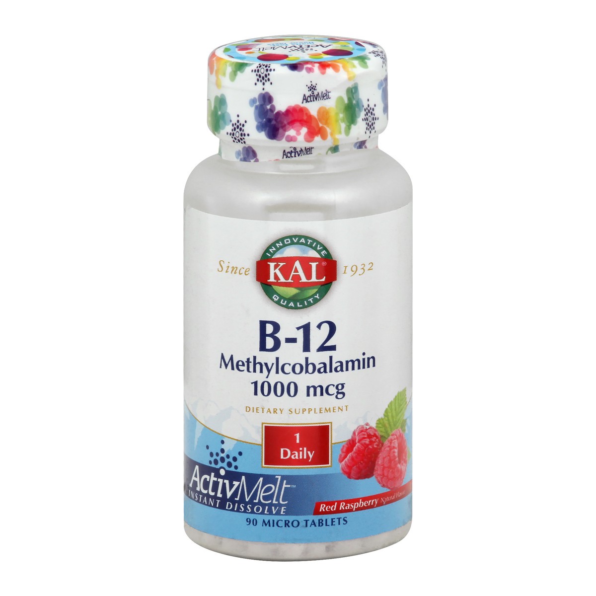slide 1 of 10, KAL B12 Methylcobalamin Active Me Raspberry, 90 ct