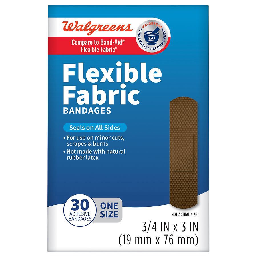 slide 1 of 4, Walgreens Flexible Fabric Bandages, Dark, 30 ct
