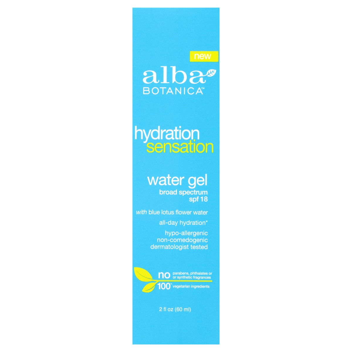 slide 1 of 11, Alba Botanica Hydration Sensation Broad Spectrum SPF 18 Water Gel 2 fl. oz. Box, 2 fl oz