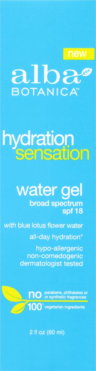 slide 11 of 11, Alba Botanica Hydration Sensation Broad Spectrum SPF 18 Water Gel 2 fl. oz. Box, 2 fl oz