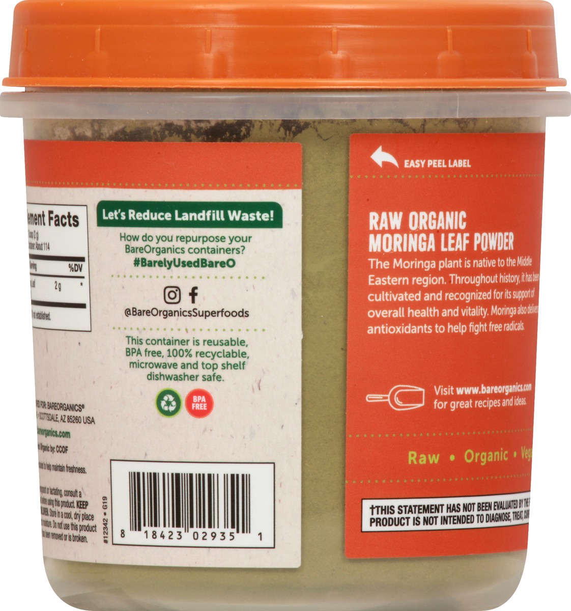slide 10 of 12, BareOrganics Raw Organic Antioxidant Super Green Moringa Leaf Powder - 8 oz, 8 oz