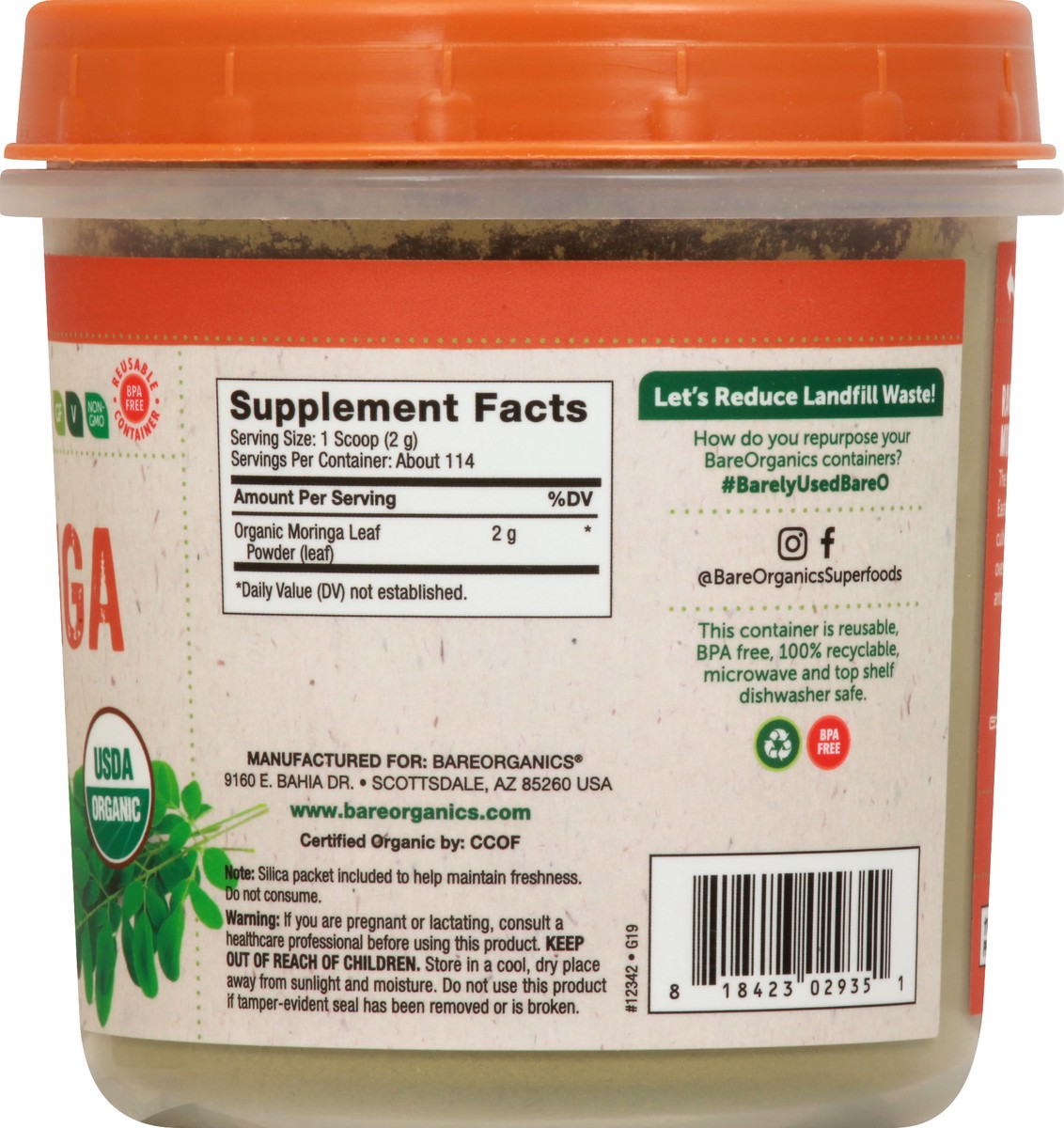 slide 12 of 12, BareOrganics Raw Organic Antioxidant Super Green Moringa Leaf Powder - 8 oz, 8 oz