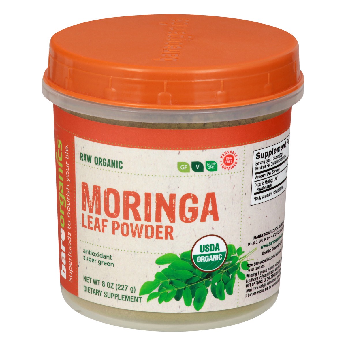 slide 11 of 12, BareOrganics Raw Organic Antioxidant Super Green Moringa Leaf Powder - 8 oz, 8 oz