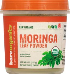 BareOrganics Raw Organic Antioxidant Super Green Moringa Leaf Powder - 8 oz