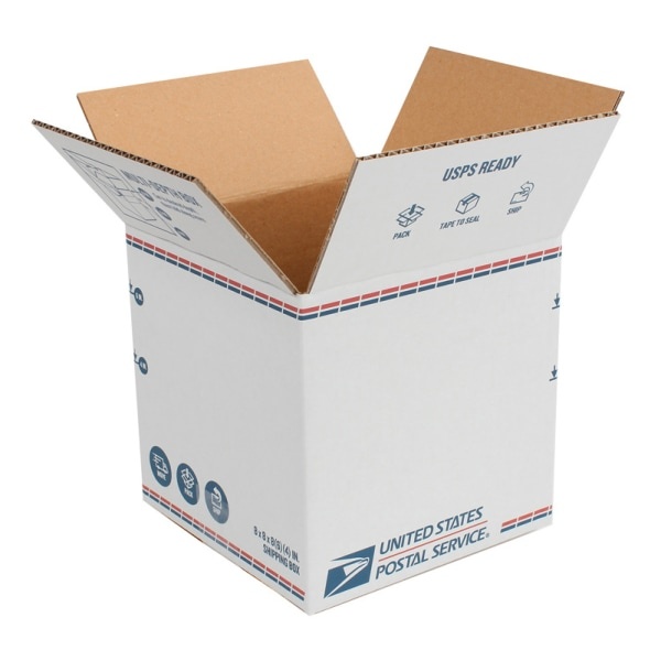 slide 1 of 1, United States Post Office Shipping Box, 8'' X 8'' X 8'', White, 8 in