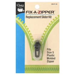Dritz Fix-A-Zipper - Gunmetal, For Size 5 Plastic Zipper