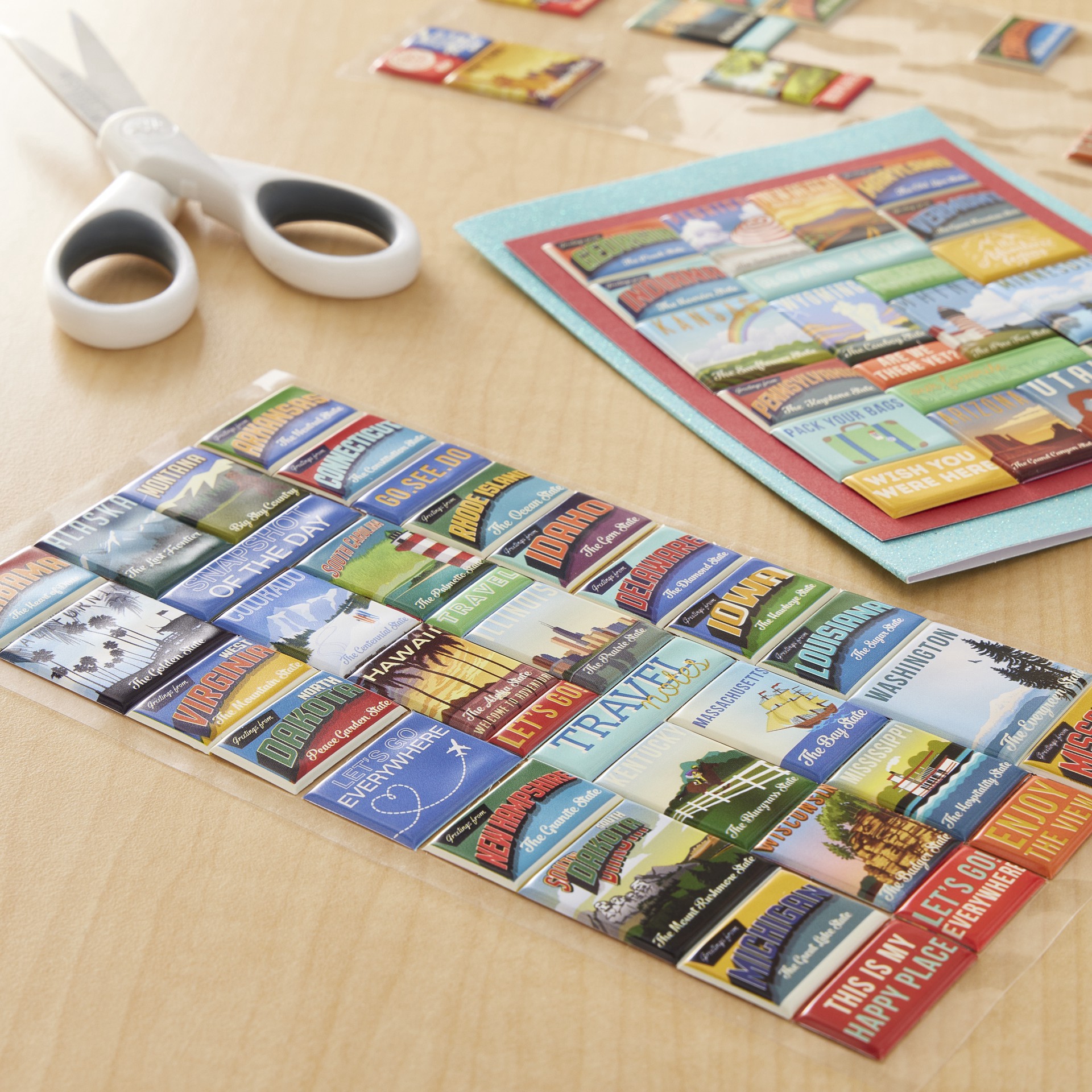 slide 3 of 5, State Photo Puffy Stickers By Recollections, 7 in x 3.81 in