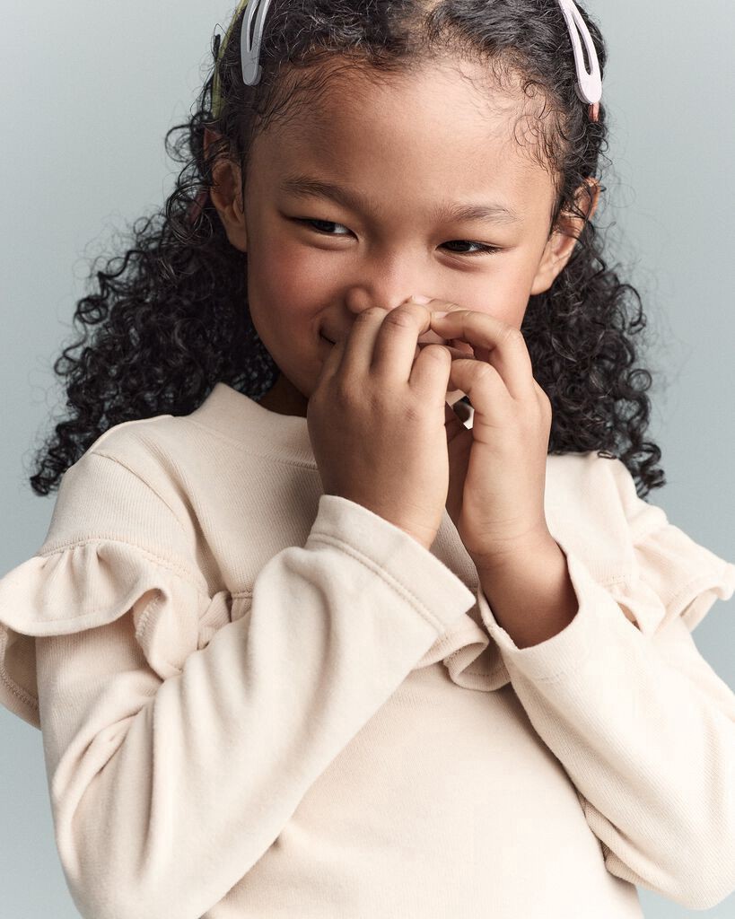 slide 2 of 6, Otteravenue Toddler Girl Mock Neck Ruffle Top - Khaki Khaki 2T, 1 ct