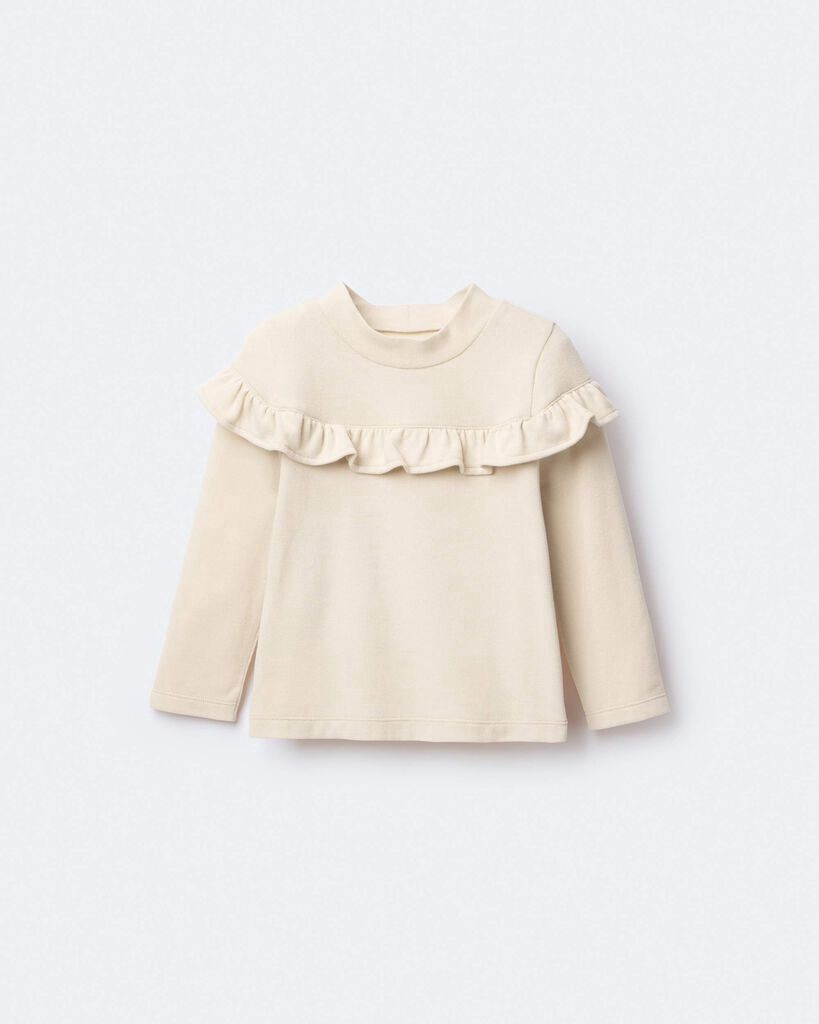slide 6 of 6, Otteravenue Toddler Girl Mock Neck Ruffle Top - Khaki Khaki 2T, 1 ct
