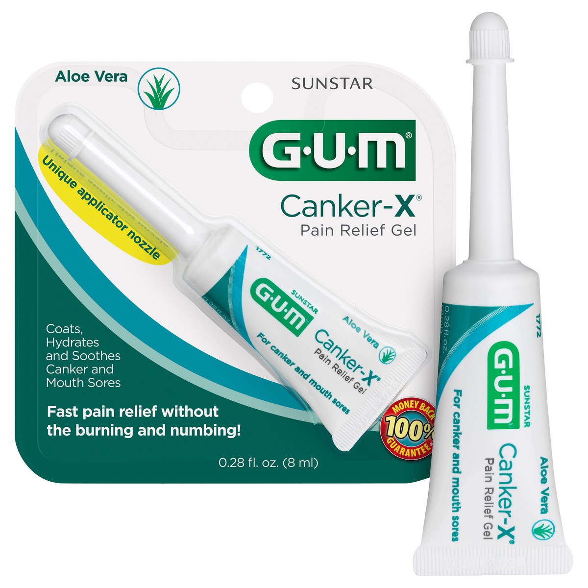 slide 1 of 5, G-U-M Sunstar Gum Canker-X Patented Triple Action Gel With Aloe Vera, 28 oz