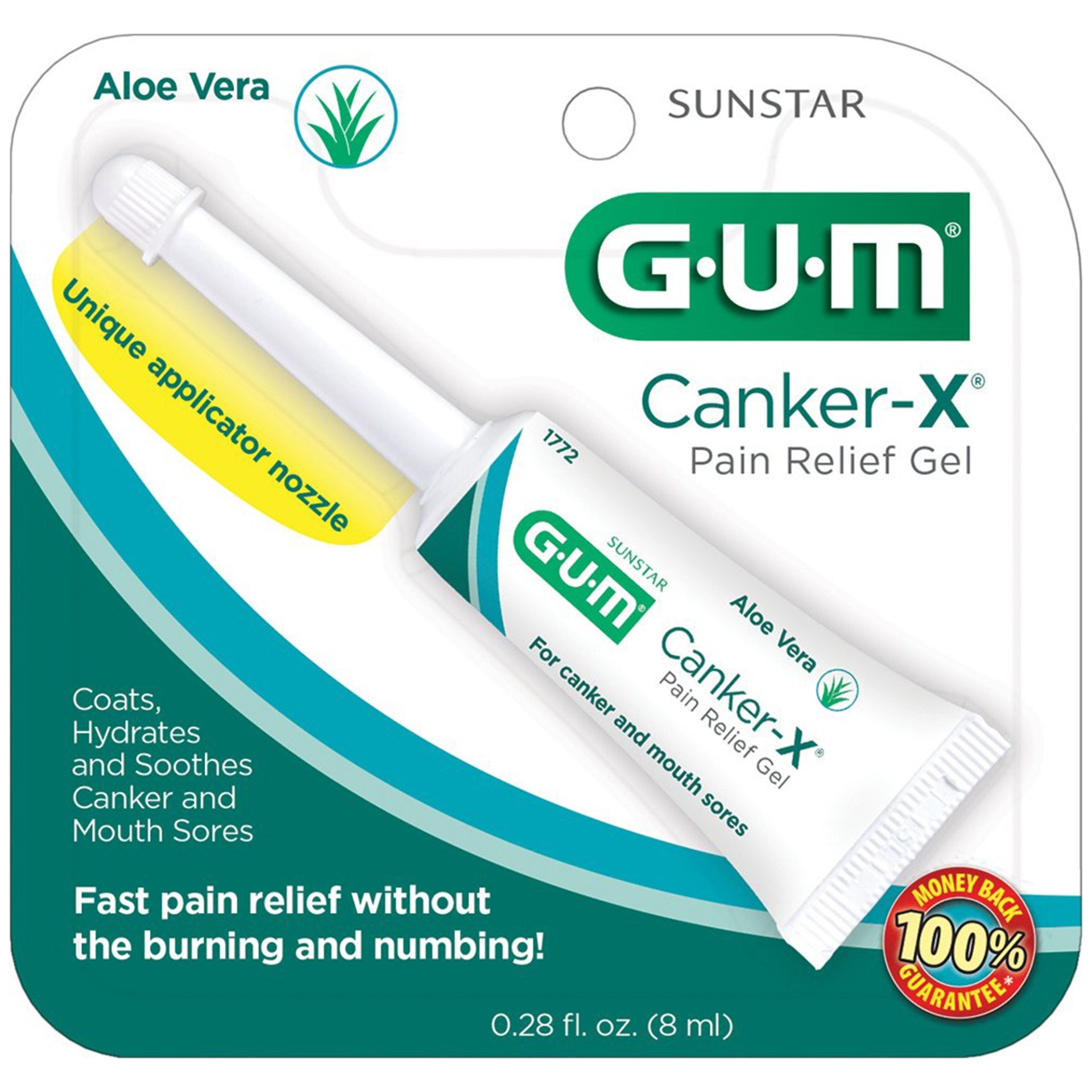slide 1 of 1, G-U-M Canker-X Patented Triple Action Gel With Aloe Vera, 0.28 oz