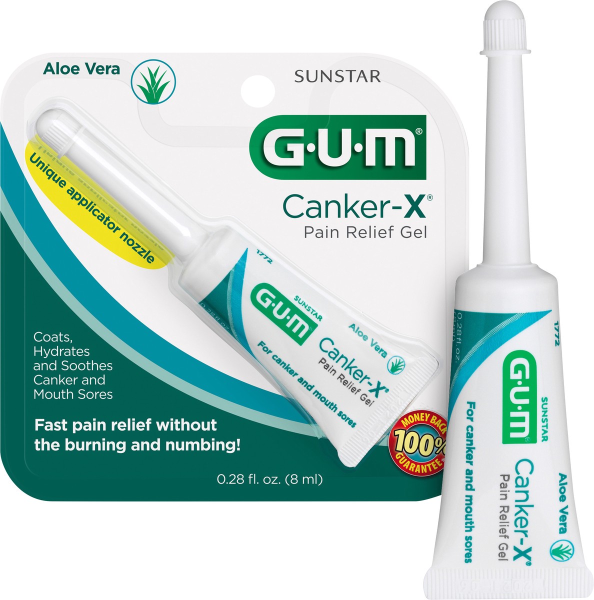 slide 1 of 5, G-U-M Sunstar Gum Canker-X Patented Triple Action Gel With Aloe Vera, 28 oz