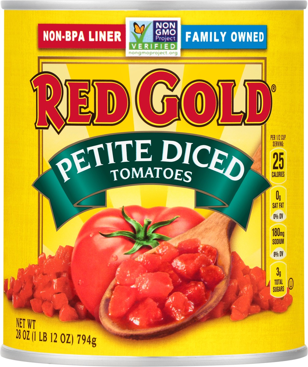 slide 10 of 11, Red Gold Petite Diced Tomatoes, 28 oz