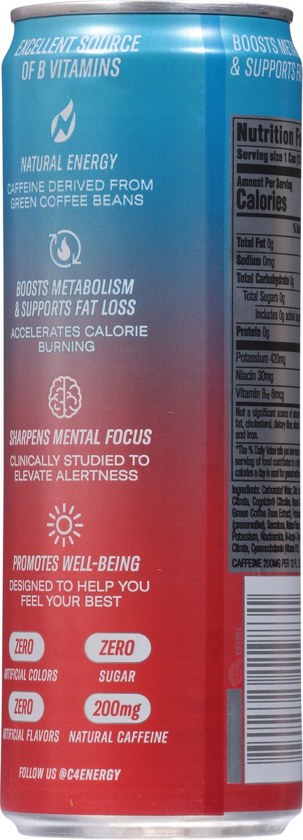 slide 11 of 12, C4 Sport Smart Energy Zero Sugar Sparkling Cherry Berry Lime Energy Drink 12 fl oz, 12 fl oz