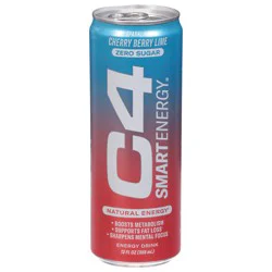 C4 Sport Smart Energy Zero Sugar Sparkling Cherry Berry Lime Energy Drink - 12 fl oz