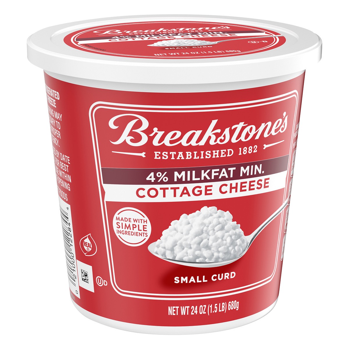 slide 5 of 10, Breakstone's Small Curd Cottage Cheese with 4% Milkfat, 24 oz Tub, 680 g