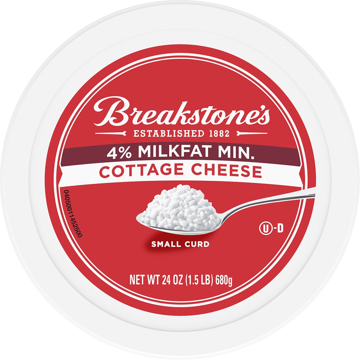 slide 10 of 10, Breakstone's Small Curd Cottage Cheese with 4% Milkfat, 24 oz Tub, 680 g