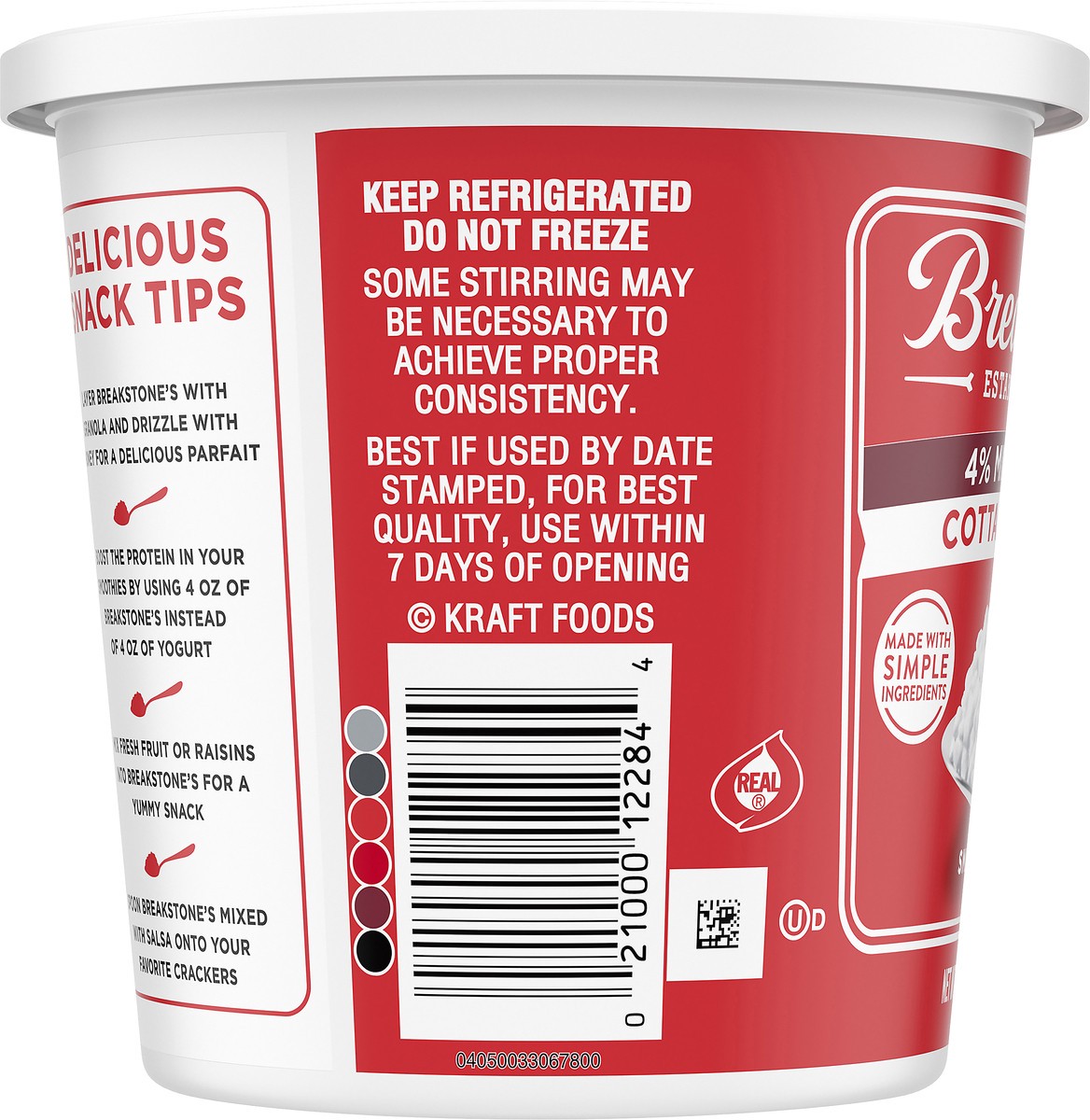 slide 8 of 10, Breakstone's Small Curd Cottage Cheese with 4% Milkfat, 24 oz Tub, 680 g