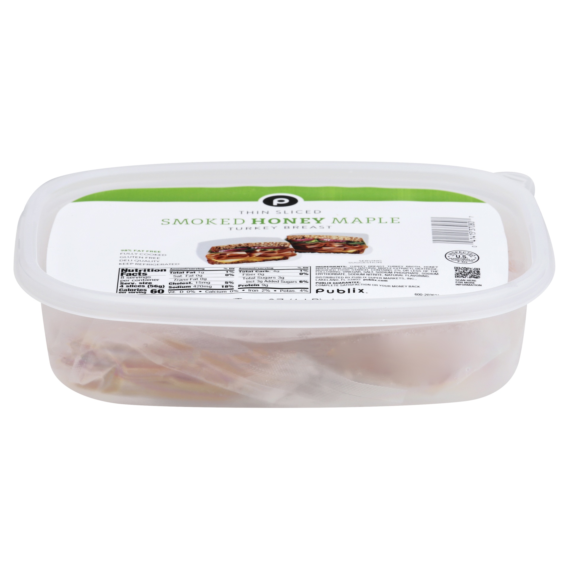 slide 1 of 1, Publix Thin Sliced Smoked Honey Maple Turkey Breast, 16 oz