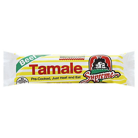 slide 1 of 1, Supreme Beef Tamale, 4 oz