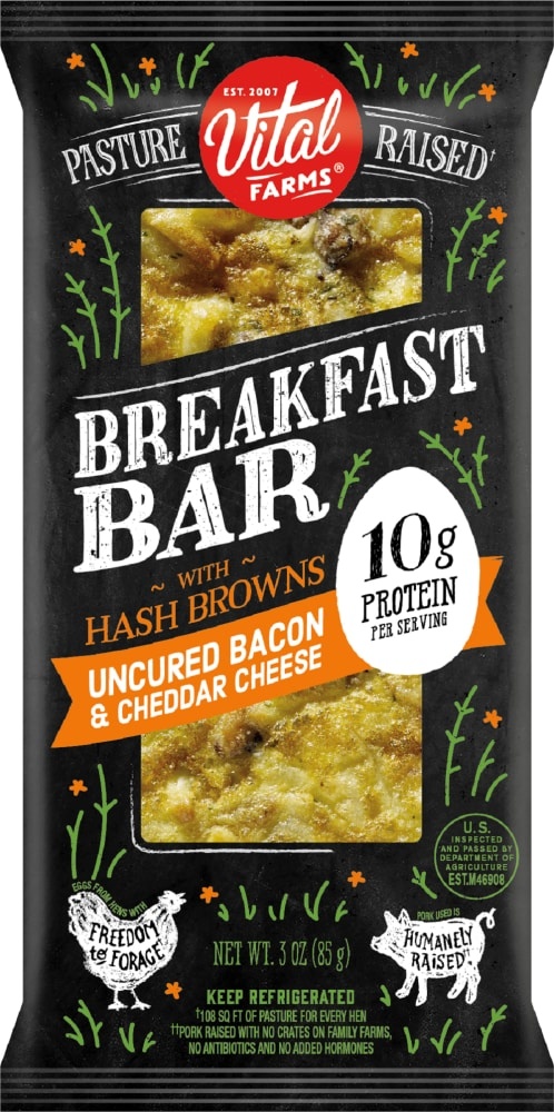 slide 1 of 1, Vital Farms Bacon Cheddar Breakfast Bar, 3 oz