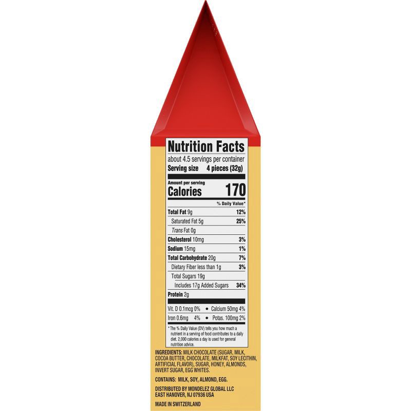 slide 13 of 14, TOBLERONE Tiny Milk Chocolate Bars with Honey and Almond Nougat, 1 Gift Bag (18 Pieces), 5.07 oz