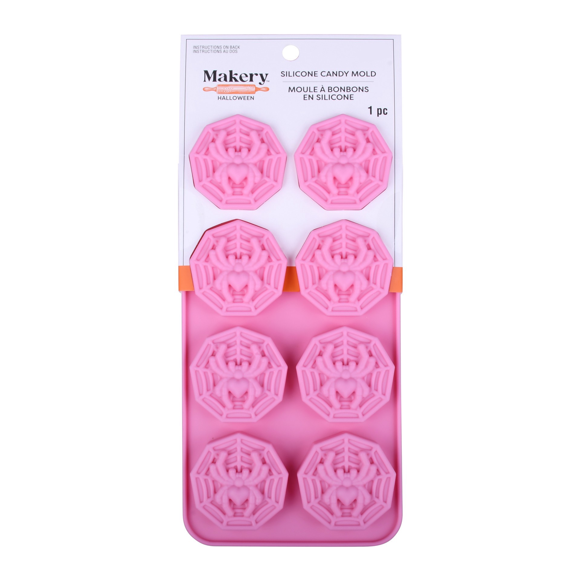 slide 2 of 4, Spiderweb Silicone Candy Mold By Makery, 4.07 in x 8.87 in