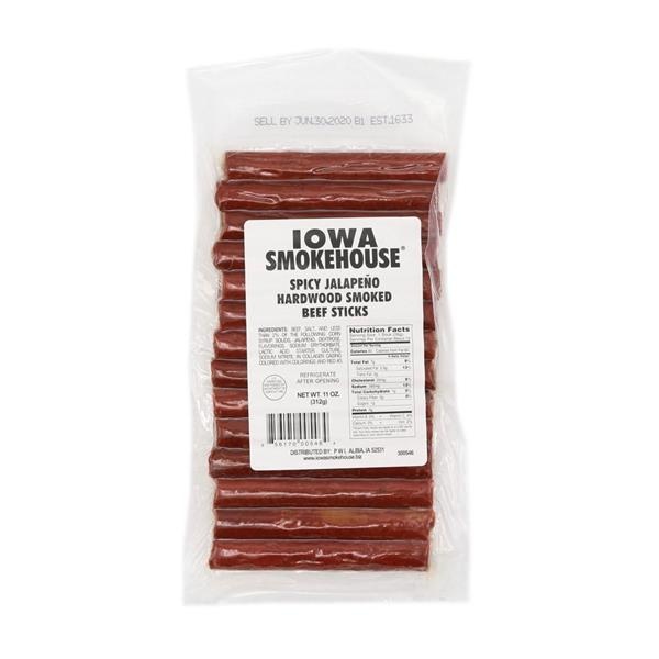 slide 1 of 1, Iowa Smokehouse Spicy Jalapeno Hardwood Smoked Beef Sticks, 11 oz