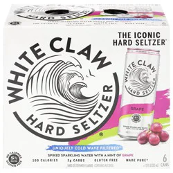 White Claw Hard Seltzer Grape, 6 Pack, 12 fl oz Cans, 5% ABV