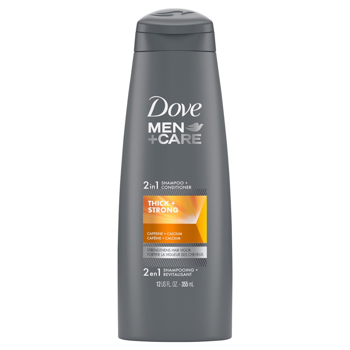 slide 1 of 4, Dove Men+Care Fortifying 2 in 1 Shampoo and Conditioner Thick and Strong with Caffeine, 12 oz, 12 oz