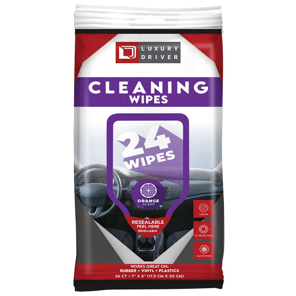 slide 1 of 1, Luxury Driver Interior Cleaner Wipes - Citrus, 24 ct