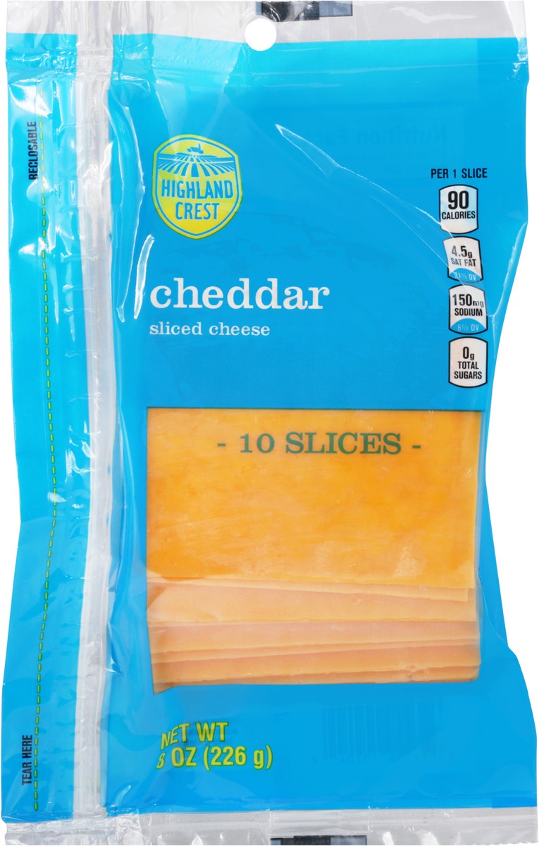 slide 1 of 3, Highland Crest Cheddar Sliced Cheese 10 ea Bag, 10 ct