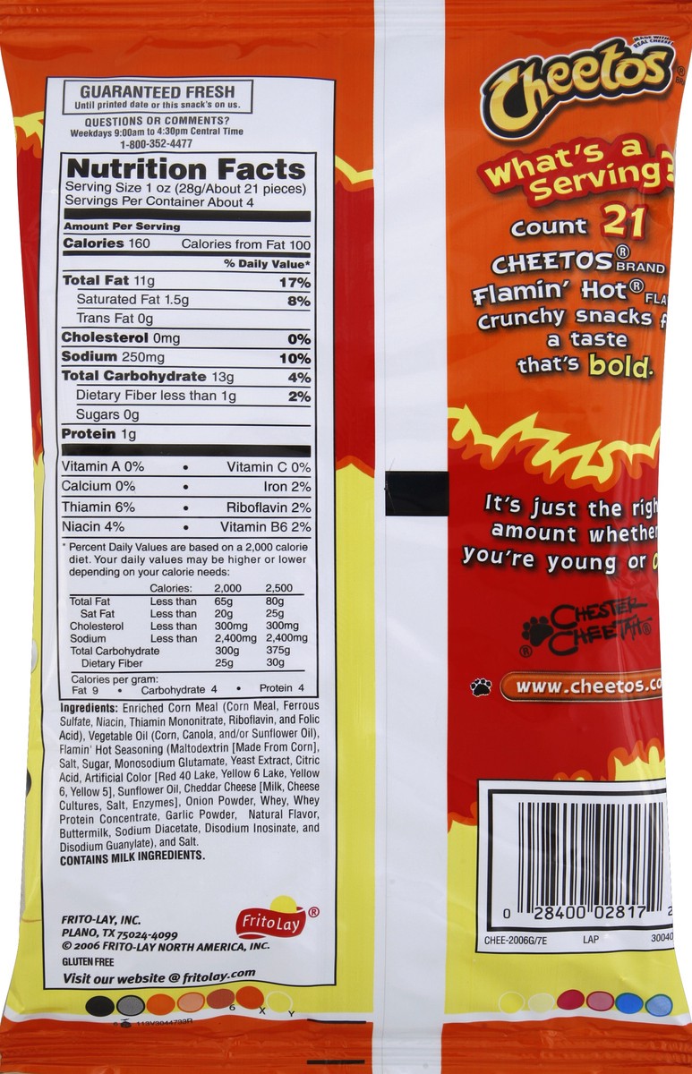 slide 6 of 6, Cheetos Crunchy Flamin' Hot Cheese Flavored Snacks, 3.75 oz