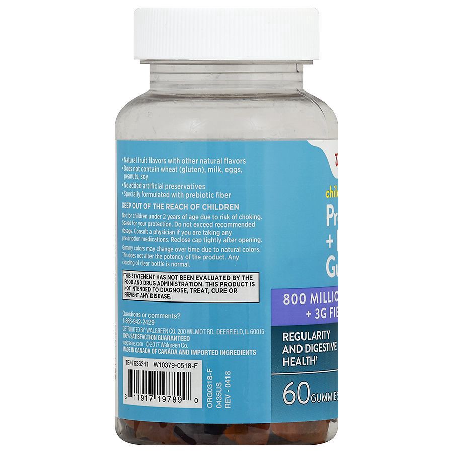 slide 3 of 4, Walgreens Children's Prebiotic + Probiotic Gummies, 60 ct