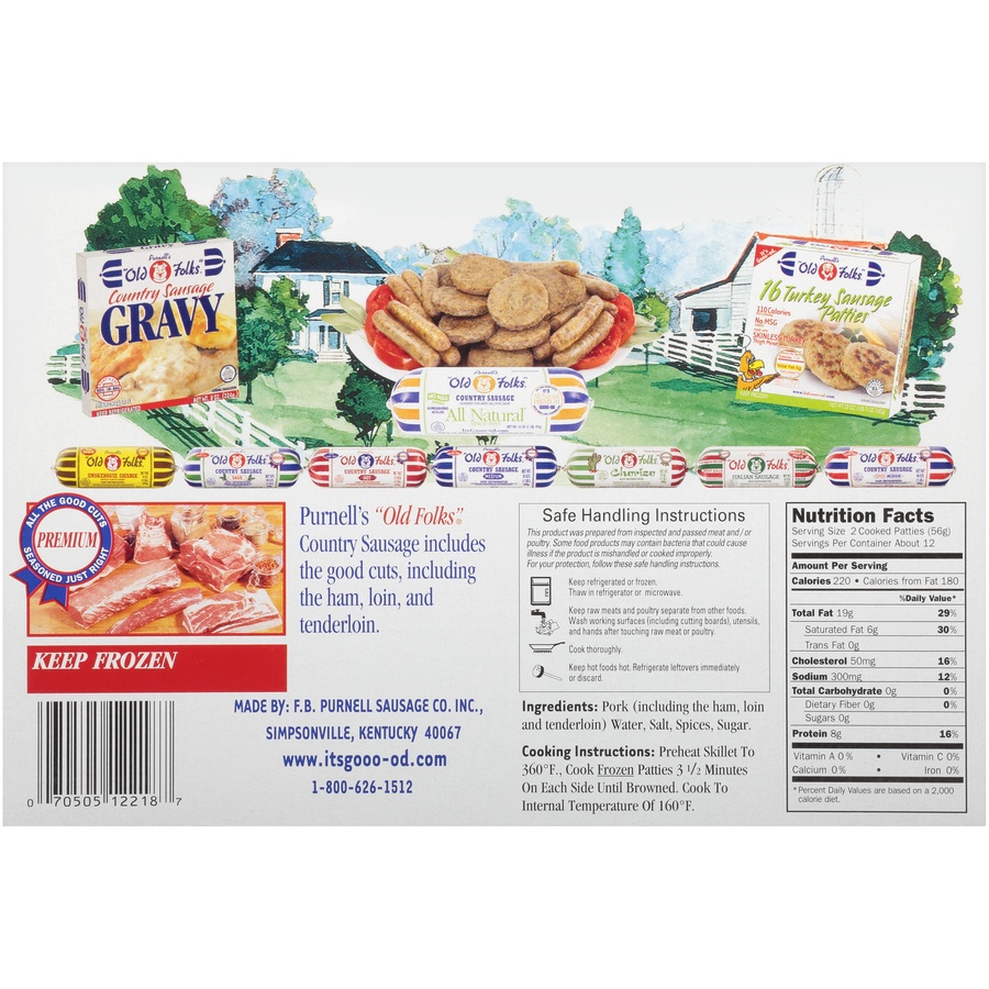Purnell's "Old Folks" All Natural Country Sausage Patties 38 oz Shipt