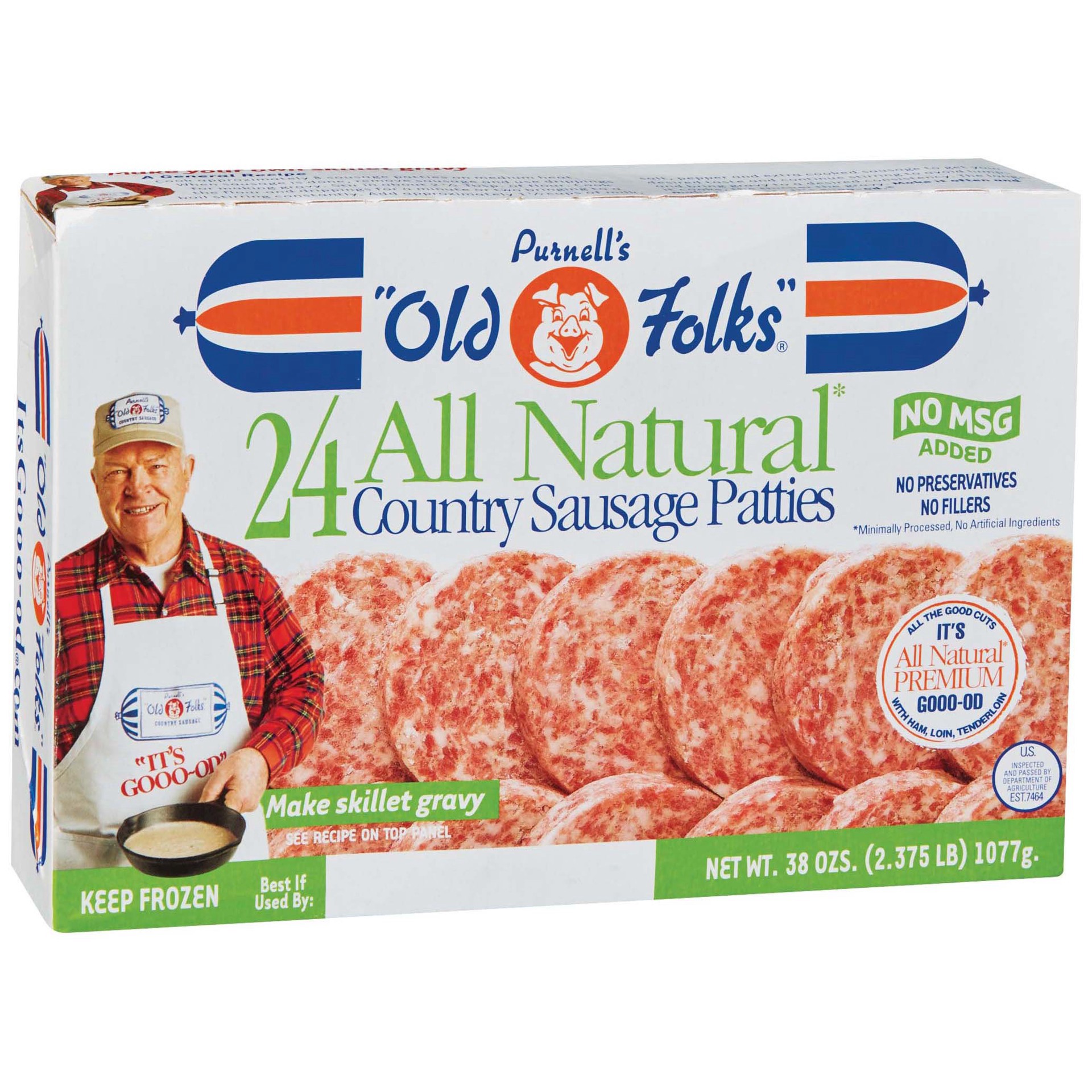 slide 1 of 8, Purnell's "Old Folks" All Natural Country Sausage Patties, 38 oz