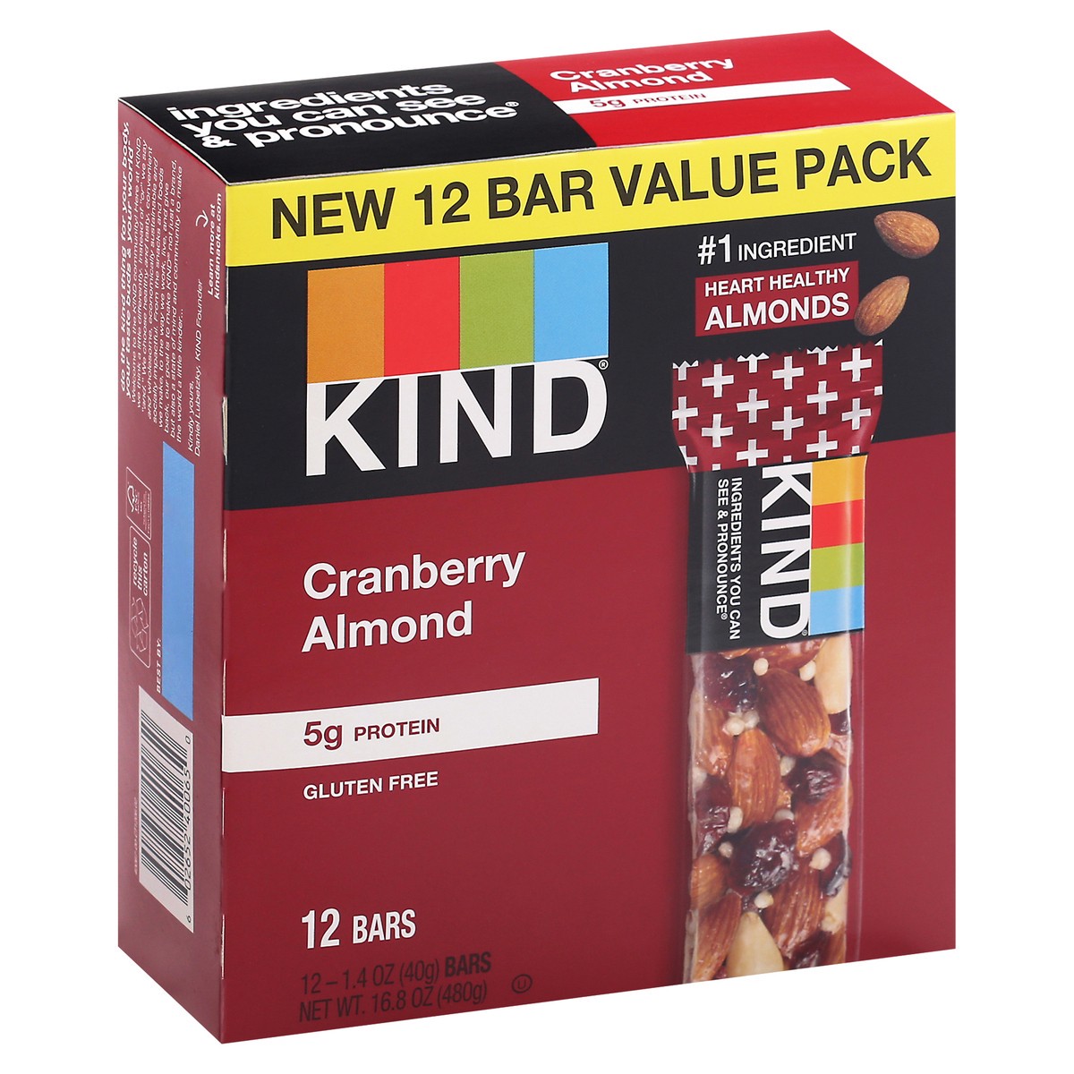 slide 2 of 9, KIND Cranberry Almond Bars 12-1.4 oz Packs, 12 ct