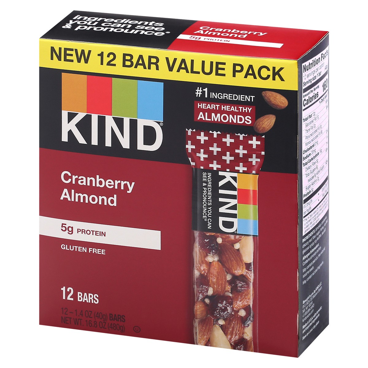 slide 3 of 9, KIND Cranberry Almond Bars 12-1.4 oz Packs, 12 ct