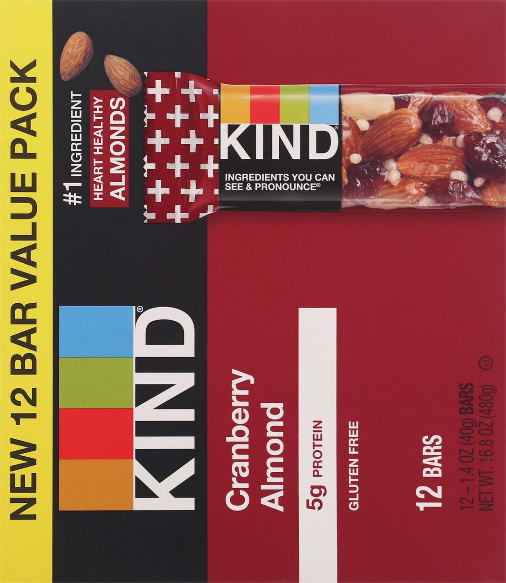 slide 5 of 9, KIND Cranberry Almond Bars 12-1.4 oz Packs, 12 ct