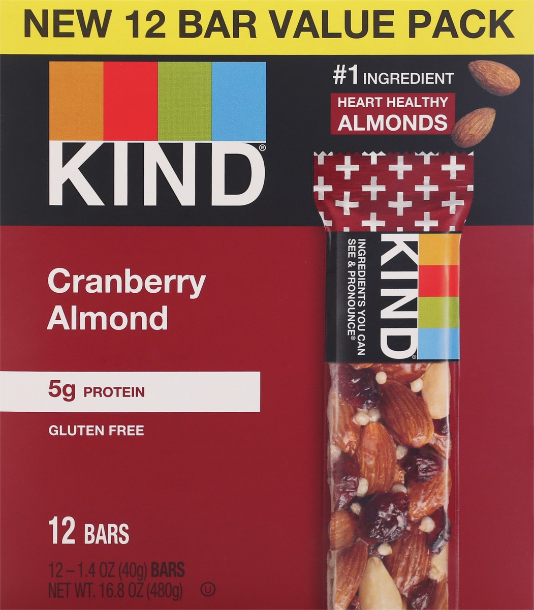 slide 6 of 9, KIND Cranberry Almond Bars 12-1.4 oz Packs, 12 ct