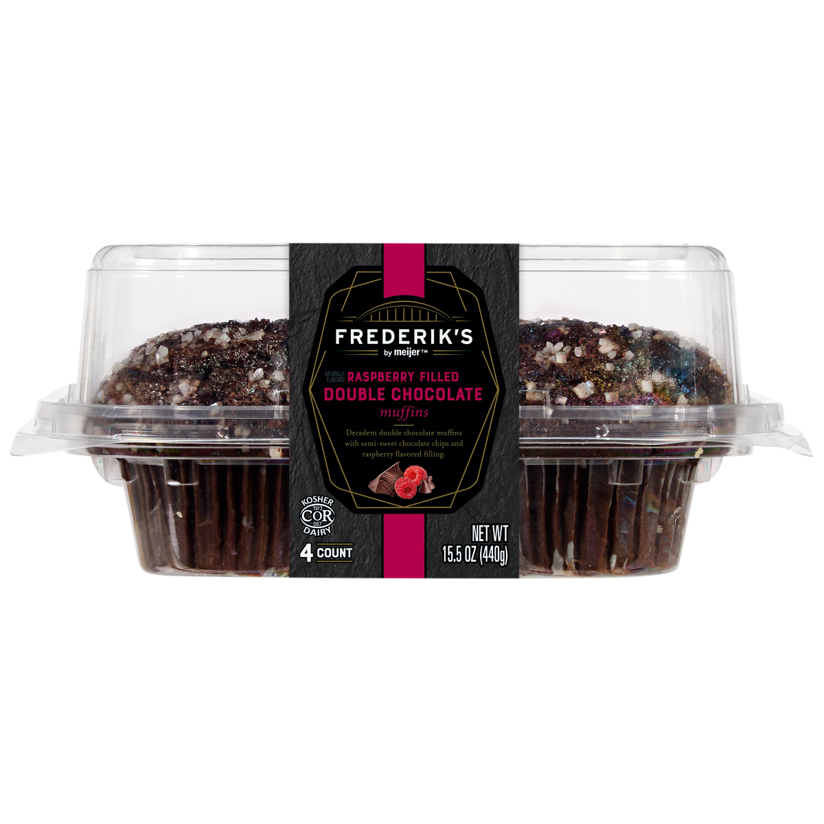 slide 4 of 9, Frederiks Raspberry Filled Dbl Choc Muff, 1 ct